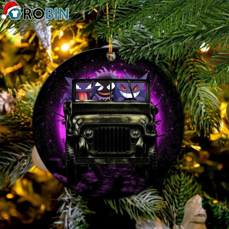 Gengar Pokemon Ghost Halloween Moonlight Jeep Funny Shower Curtain Ornament – Christmas Decorations