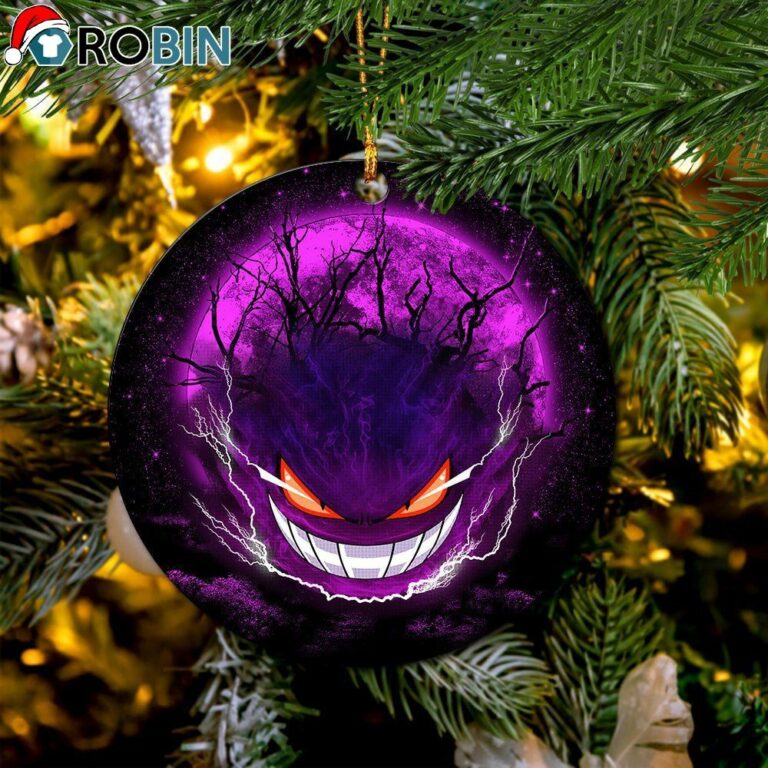 Gengar Pokemon Ghost Scary Moonlight Circle Ornament – Christmas Decorations