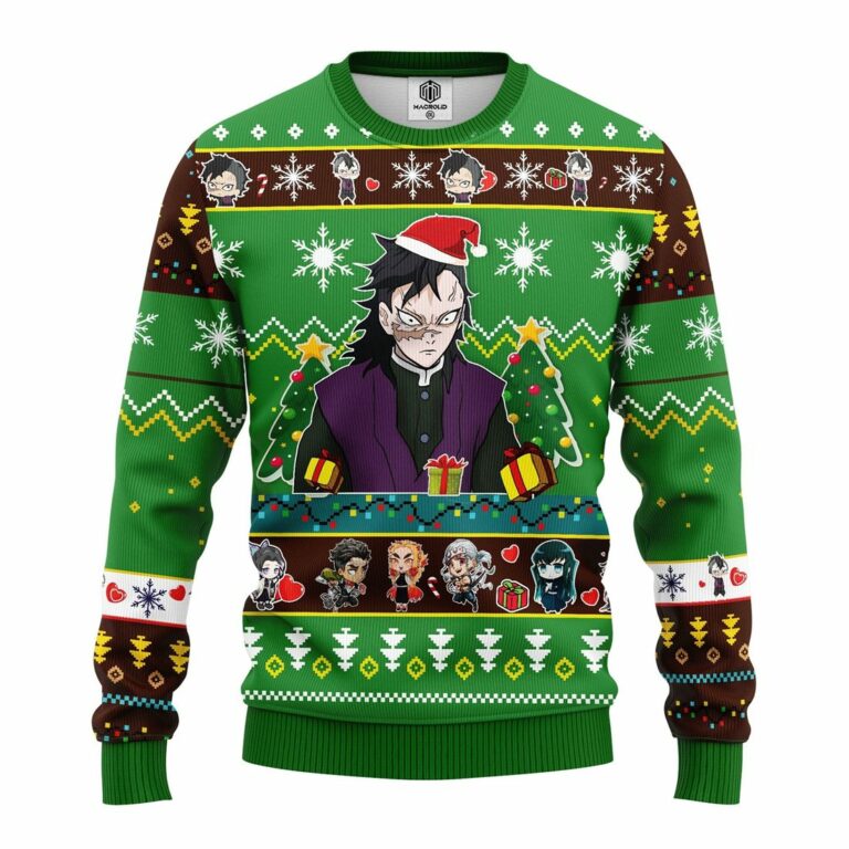 Genya Shinazugawa Demon Slayer Anime Ugly Christmas Sweatshirt Green