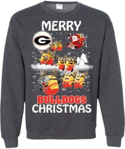 georgia bulldogs ugly christmas sweaters minions santa claus merry christmas sweatshirt 1 OA463