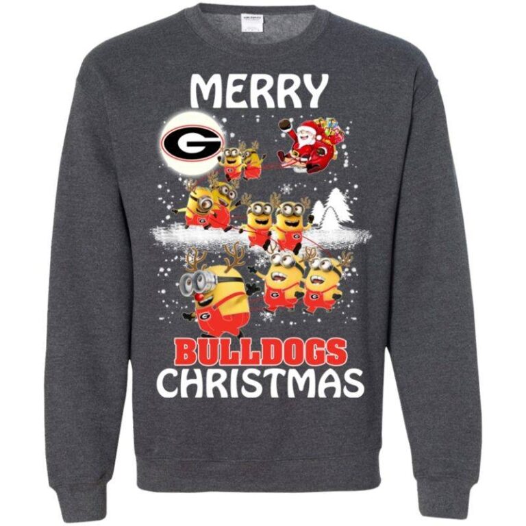 Georgia Bulldogs Ugly Christmas Sweaters Minions Santa Claus Merry Christmas Sweatshirt