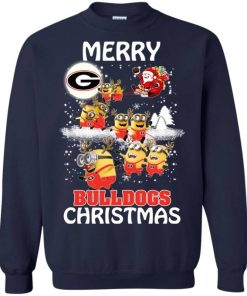georgia bulldogs ugly christmas sweaters minions santa claus merry christmas sweatshirt 4 bKJan