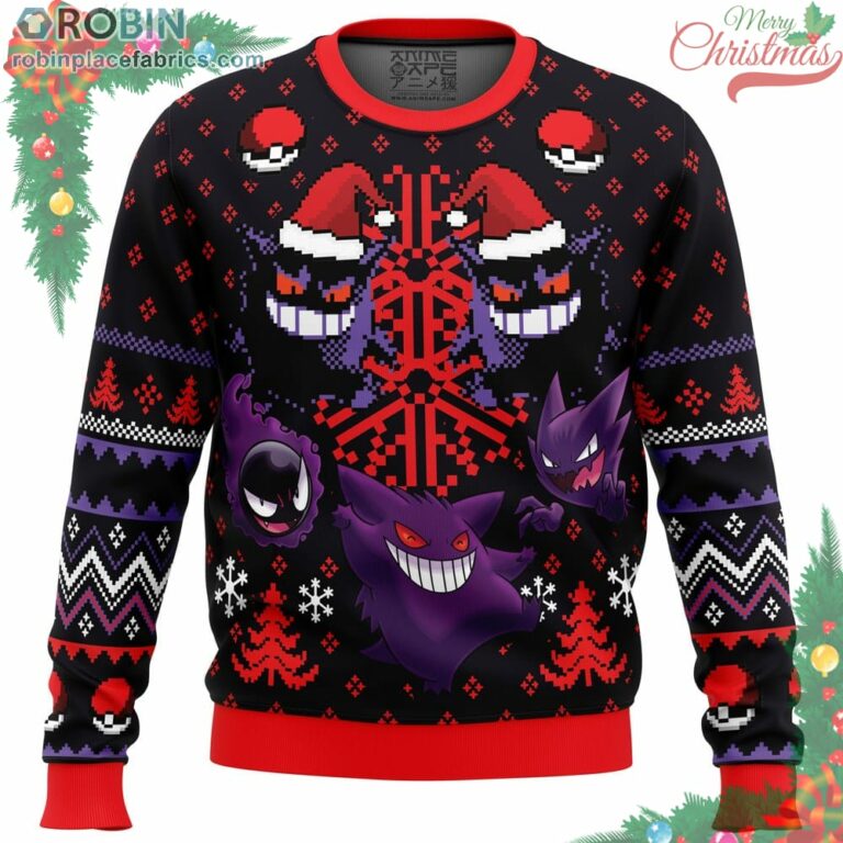 Ghosts Gengar Ghastly Pokemon Ugly Christmas Sweater