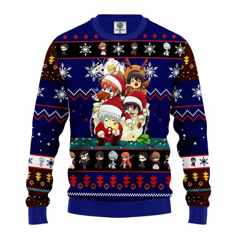 Gintama Ugly Christmas Sweatshirt Blue