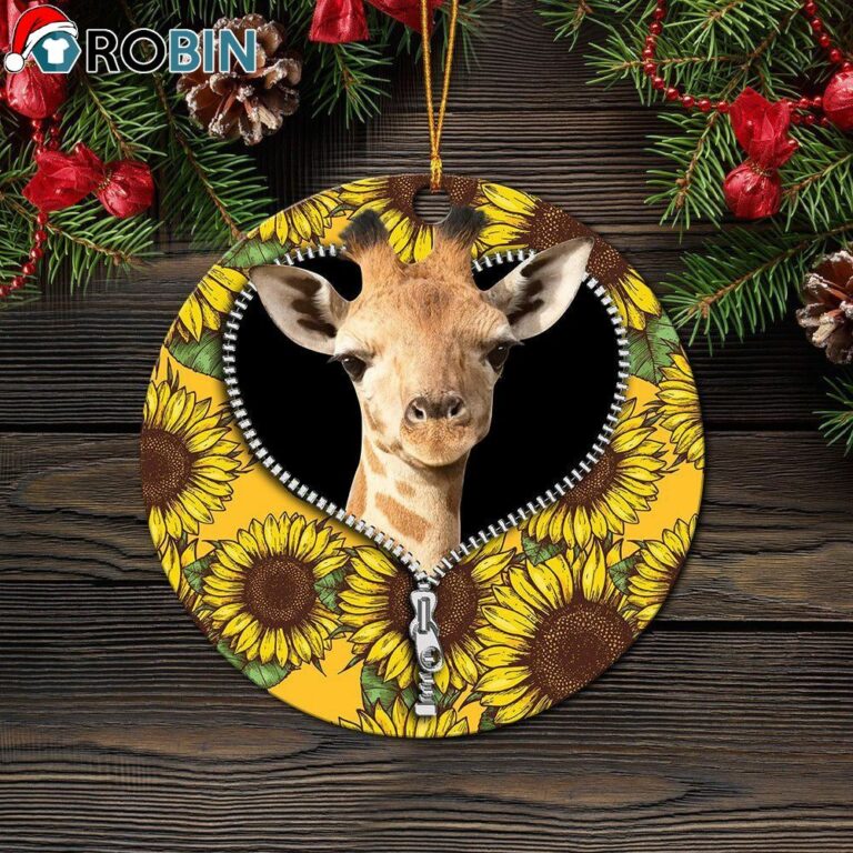 Giraffe Sunflower Zipper Circle Ornament – Christmas Decorations