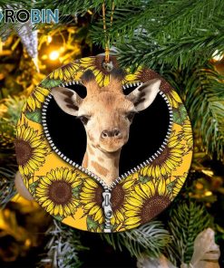Giraffe Sunflower Zipper Circle Ornament – Christmas Decorations Giraffe Sunflower Zipper Circle Ornament – Christmas Decorations