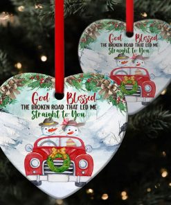 God Blessed The Broken Road Cute Snowman Heart Ornament God Blessed The Broken Road Cute Snowman Heart Ornament
