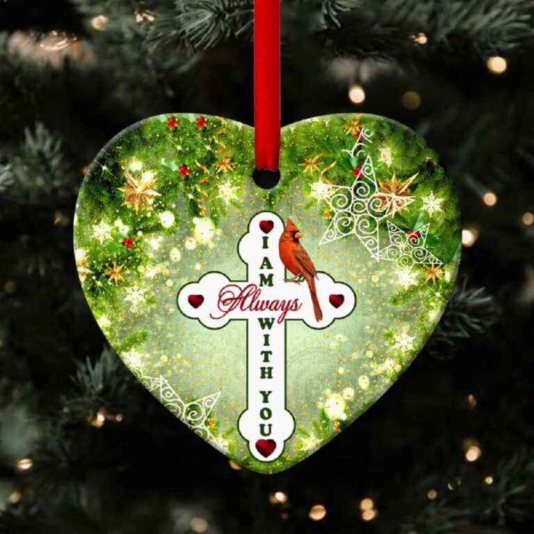 God Is Always With You Unique Cross Heart Ornament