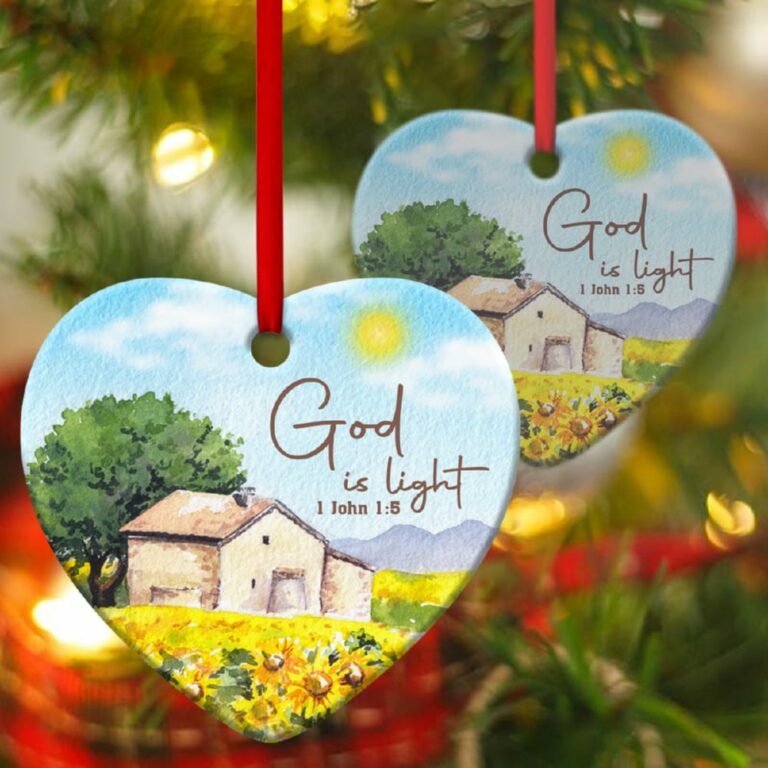 God Is Light Beautiful Sunflower Field Heart Ornament