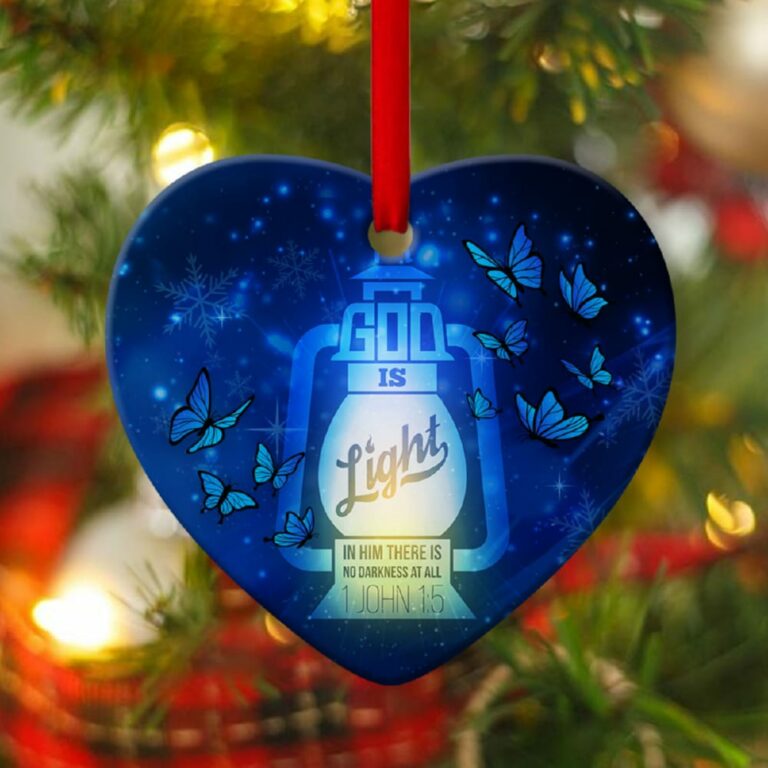 God Is Light Lantern Lamp Heart Ornament
