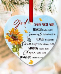 god says you are unique beautiful sunflower heart ornament 1 EfP32