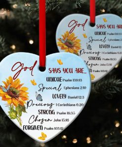 God Says You Are Unique Beautiful Sunflower Heart Ornament God Says You Are Unique Beautiful Sunflower Heart Ornament