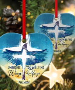 God Will Cover You Under s Wings Special Cross Heart Ornament God Will Cover You Under s Wings Special Cross Heart Ornament