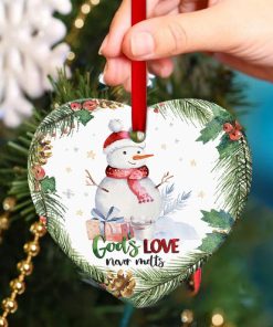 God?s Love Never Melts Snowman Heart Ornament God?s Love Never Melts Snowman Heart Ornament