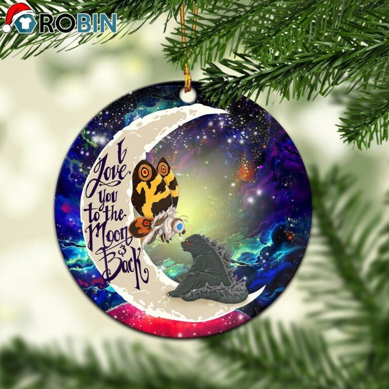 Godzilla Couple Love You To The Moon Galaxy Christmas Ornament