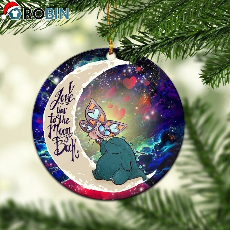Godzilla Love Love You To The Moon Galaxy Circle Ornament – Christmas Decorations