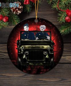 Gojo Geto Jujutsu Kaisen Ride Jeep Halloween Funny Anime Christmas Ornament Gojo Geto Jujutsu Kaisen Ride Jeep Halloween Funny Anime Christmas Ornament