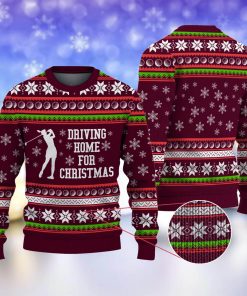 golf driving home for christmas maroon ugly christmas ugly sweatshirt sweater 1 wgkzhv