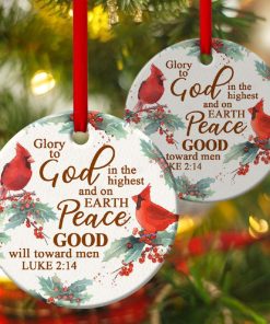 Good Will Toward Men Beautiful Cardinal Bird Circle Ornament