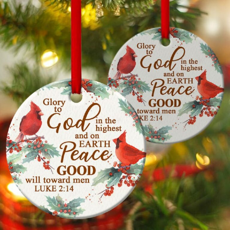 Good Will Toward Men Beautiful Cardinal Bird Circle Ornament