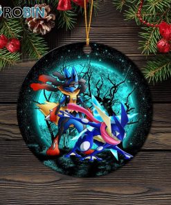 Greninja Satoshi And Mega Lucario Pokemon Moonlight Halloween Circle Ornament – Christmas Decorations Greninja Satoshi And Mega Lucario Pokemon Moonlight Halloween Circle Ornament – Christmas Decorations