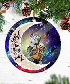 Groot Hold Baby Yoda Love You To The Moon Galaxy Ornament – Christmas Decorations Groot Hold Baby Yoda Love You To The Moon Galaxy Ornament – Christmas Decorations