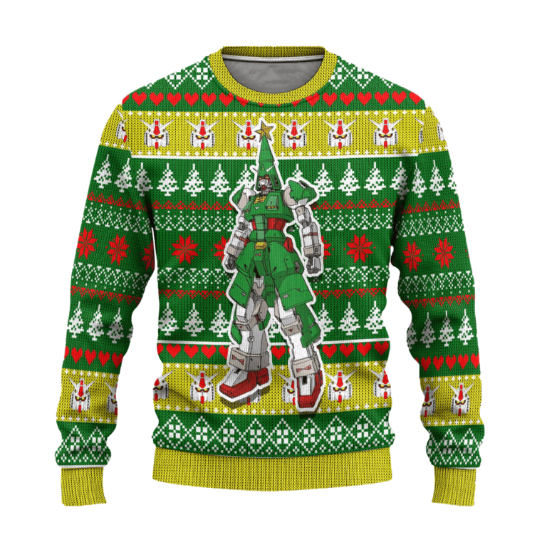 Gundam Anime Ugly Christmas Sweatshirt Custom Pine Tree Xmas Gift