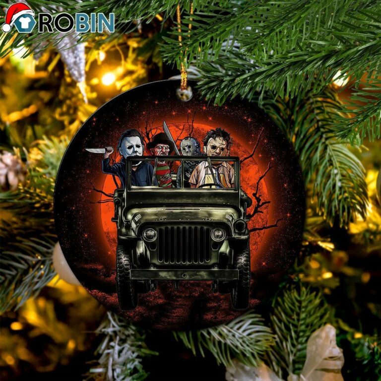 Halloween Horro Movie Ride Jeep Funny Christmas Ornament