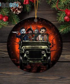 Halloween Horro Movie Ride Jeep Funny Christmas Ornament Halloween Horro Movie Ride Jeep Funny Christmas Ornament