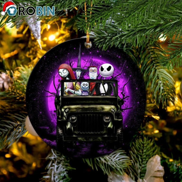 Halloween Nightmare Before Christmas Moonlight Drive Jeep Funny Christmas Ornament