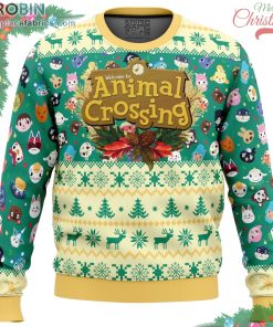 happy animal villagers animal crossing ugly christmas sweater 144 Omm3f