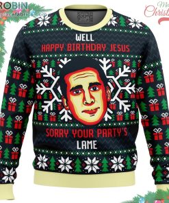 happy birthday jesus funny the office ugly christmas sweater 143 J90Z0