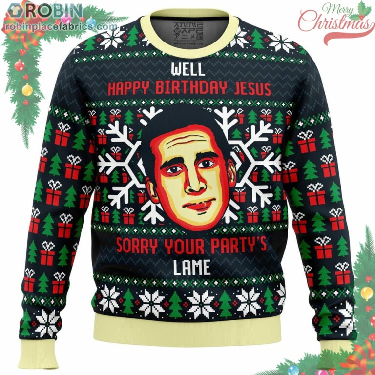 Happy Birthday Jesus Funny The Office Ugly Christmas Sweater