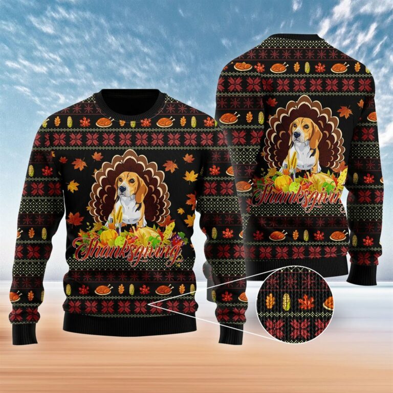 Happy Thanksgiving Funny Beagle Dog Christmas Ugly Sweatshirt, Sweater
