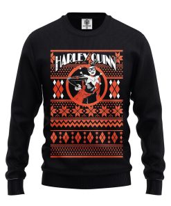 harley quinn black red ugly christmas sweatshirt 1 1htPH