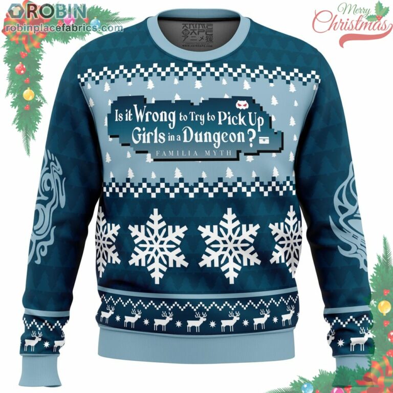 Hestia Familia Emblem Danmachi Ugly Christmas Sweater