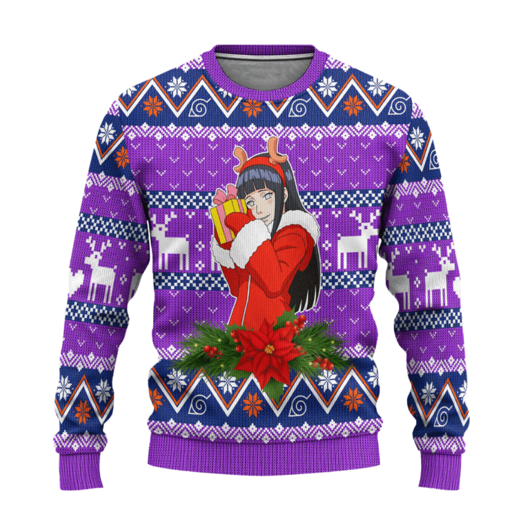 Hinata Hyuga Ugly Christmas Sweatshirt Custom Naruto Anime Xmas Gift