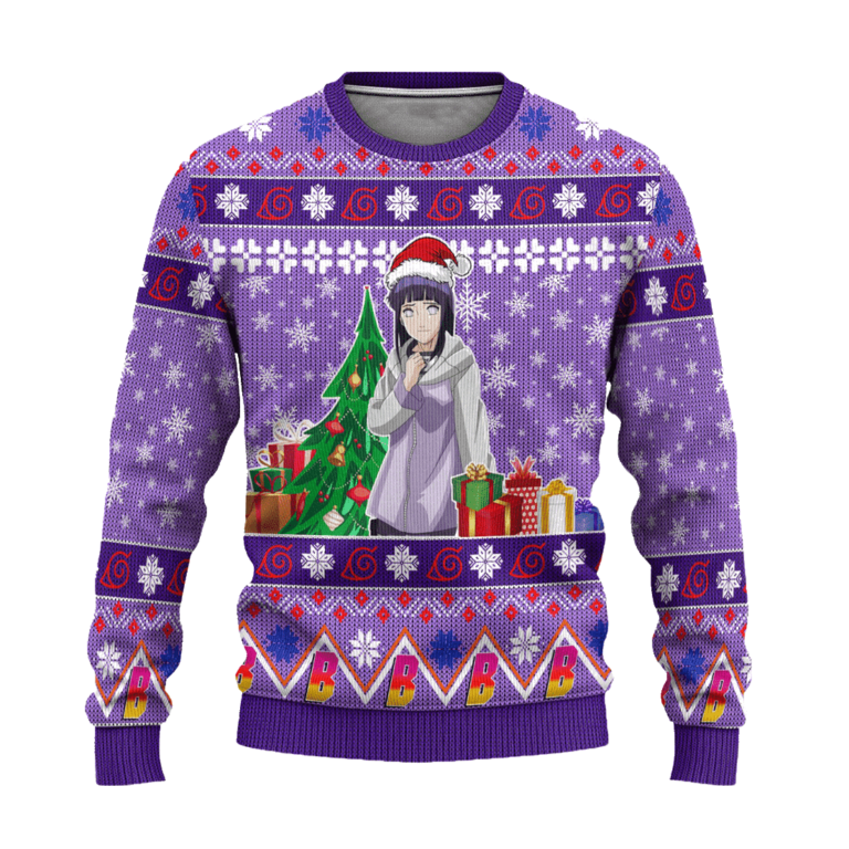 Hinata Uzumaki Anime Ugly Christmas Sweatshirt Custom Boruto Xmas Gift