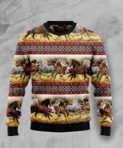 Horse Native American Pattern Ugly Christmas Sweatshirt, Sweater