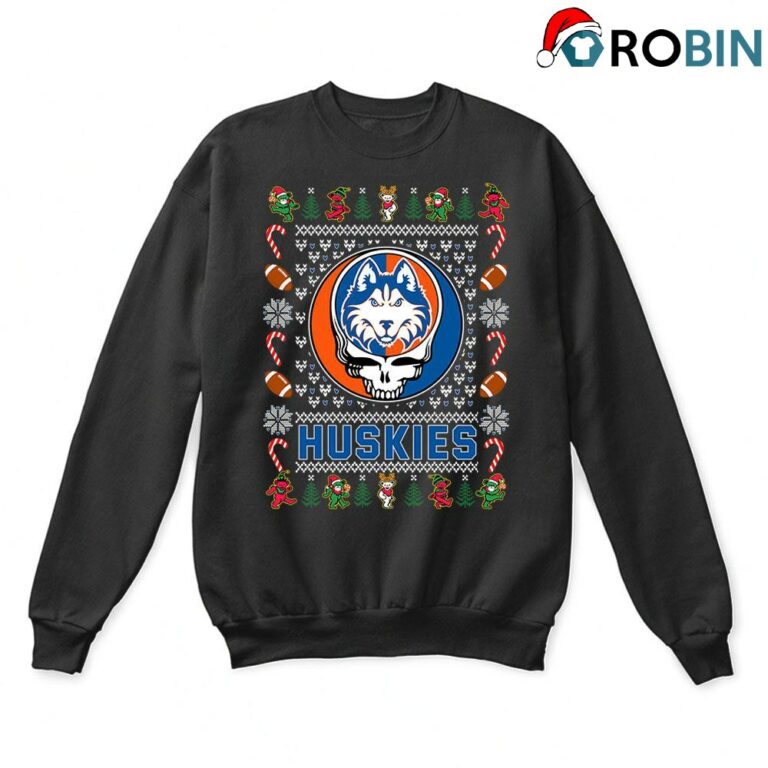 Houston Baptist Huskies X Grateful Dead Ugly Christmas Sweatshirt