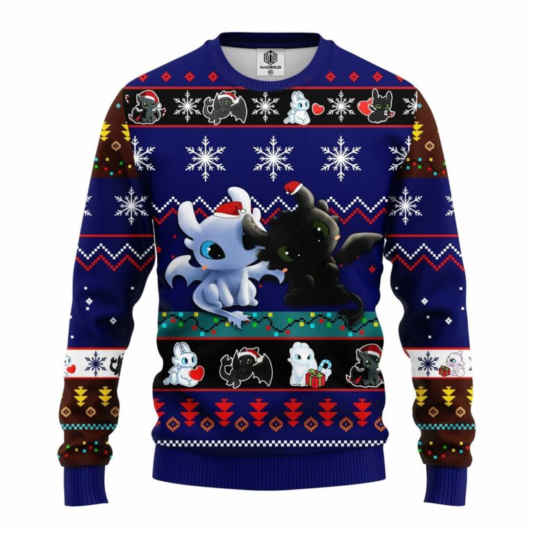 How To Train Your Dragon Toothless Love Ugly Christmas Sweater Blue