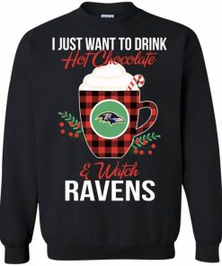 i just want to drink hot chocolate watch baltimore ravens ugly christmas sweatshirt 3 bVIPQ