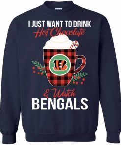 i just want to drink hot chocolate watch cincinnati bengals ugly christmas sweater 1 F5pSH