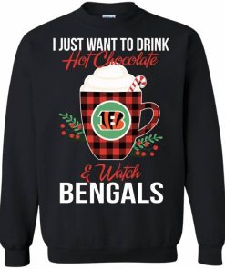 I Just Want To Drink Hot Chocolate & Watch Cincinnati Bengals Ugly Christmas Sweater I Just Want To Drink Hot Chocolate & Watch Cincinnati Bengals Ugly Christmas Sweater