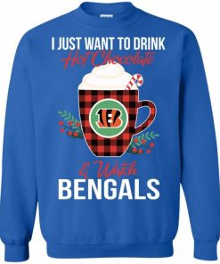 i just want to drink hot chocolate watch cincinnati bengals ugly christmas sweater 3 vctiO
