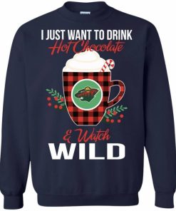 i just want to drink hot chocolate watch minnesota wild ugly christmas sweatshirt 1 cVFIj