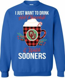 i just want to drink hot chocolate watch oklahoma sooners ugly christmas sweatshirt 1 8OSxU