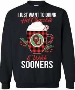 i just want to drink hot chocolate watch oklahoma sooners ugly christmas sweatshirt 3 tv5Hg