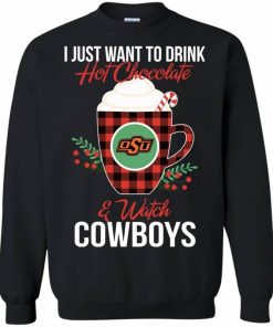 i just want to drink hot chocolate watch oklahoma state cowboys ugly christmas sweater 3 lmgvg