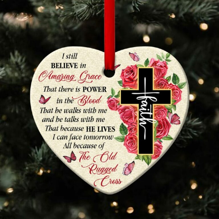 I Still Believe In Amazing Grace Cross Heart Ornament